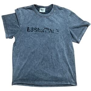 Essentials Fear Of God Inspired Grey Text T Shirt Size M *Minor Stains*